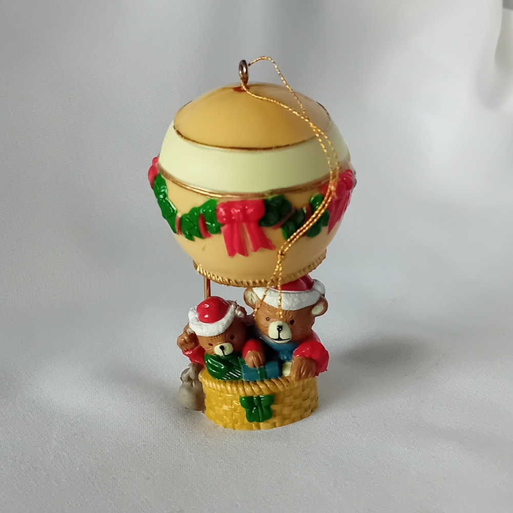 Vintage Hot Air Balloon Ornament with Bears